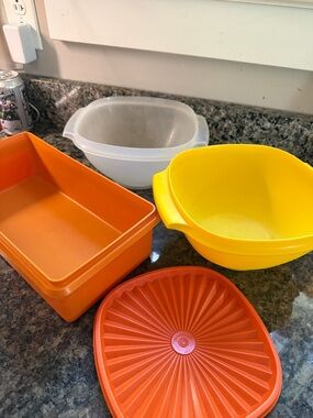 Vintage Tupperware Lot! Orange, Yellow, White